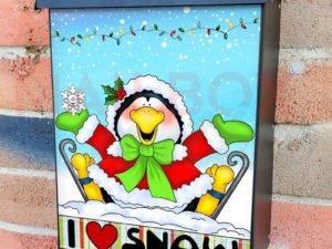 Cute Skating Penguin Girl #2 Colonial Mailbox Cover