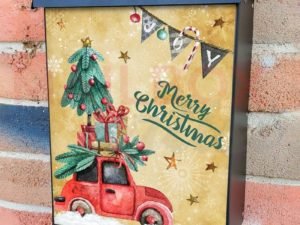 Cute Red Winter Car Colonial Mailbox Cover