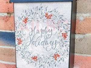 Pretty Christmas Wreath Colonial Mailbox Cover