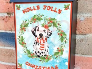 Holly Jolly Christmas Dalmatian  Colonial Mailbox Cover