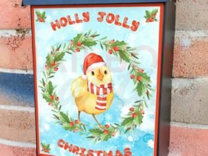 Holly Jolly Christmas Chick Colonial Mailbox Cover