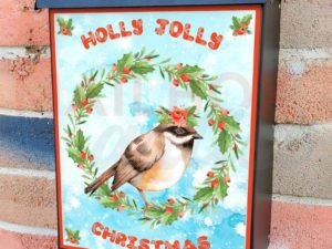 Holly Jolly Christmas Bird Colonial Mailbox Cover