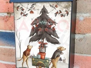 Vintage Christmas Dogs #1 Colonial Mailbox Cover