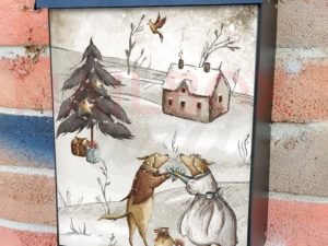Vintage Christmas Dogs #2 Colonial Mailbox Cover
