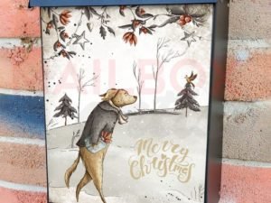 Vintage Christmas Dogs #3 Colonial Mailbox Cover