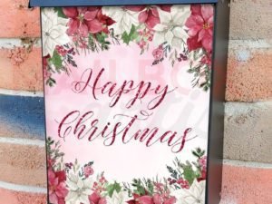 Happy Christmas Poinsettias  Colonial Mailbox Cover