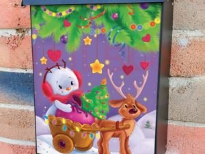 Christmas Snowman and Reindeer  Colonial Mailbox Cover