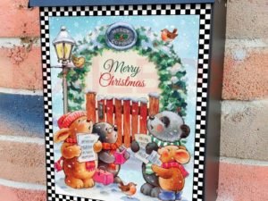 Christmas Carol with Bunny and Friends Colonial Mailbox Cover