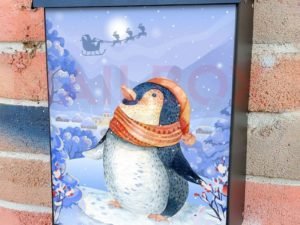 Curious Christmas Penguin  Colonial Mailbox Cover