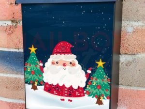 Cute Santa in the Snow Colonial Mailbox Cover