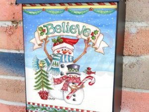 Snowmen with a Believe Sign Colonial Mailbox Cover