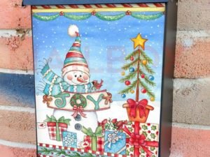 Snowman, Gifts and Christmas Tree Colonial Mailbox Cover
