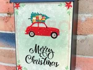 Christmas Red Car with Gifts Colonial Mailbox Cover