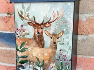 Deer Couple in the Forest Colonial Mailbox Cover