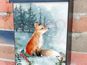 Cute Winter Fox in the Forest Colonial Mailbox Cover