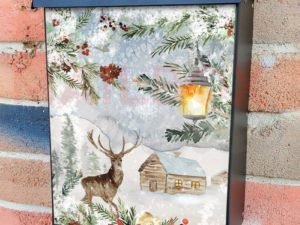 Winter Cabin and a Deer Colonial Mailbox Cover