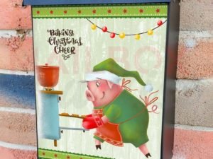 Piglet's Christmas Baking Colonial Mailbox Cover