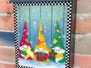 Three Christmas Gnomes Colonial Mailbox Cover