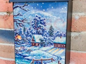 Christmas Morning in the Village Colonial Mailbox Cover