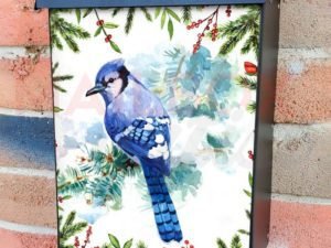 Blue Jay on a Pine Tree Colonial Mailbox Cover