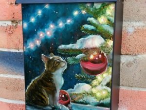 Kitten and the Christmas Tree #2 Colonial Mailbox Cover