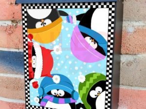 Adorable Winter Penguins Colonial Mailbox Cover