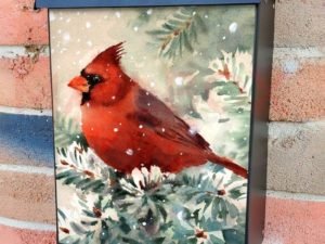 Pretty Christmas Cardinal Colonial Mailbox Cover