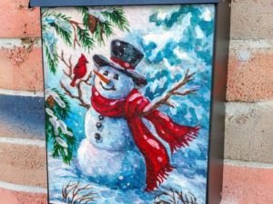 Cute Snowman and a Cardinal #1 Colonial Mailbox Cover