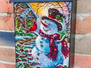 Cute Snowman and a Cardinal #2 Colonial Mailbox Cover