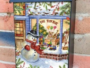 Victorian Toy Store and Snowman Colonial Mailbox Cover