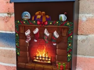 Cozy Fireplace Colonial Mailbox Cover