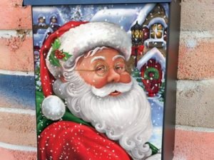 Santa and Christmas Village Colonial Mailbox Cover