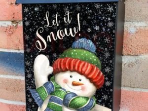 Cute Waving Snowman Colonial Mailbox Cover