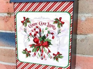 Candy Cane Lane Sign Colonial Mailbox Cover