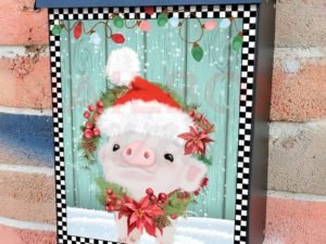 Little Piglet's Christmas Colonial Mailbox Cover