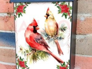 Christmas Cardinal Couple Colonial Mailbox Cover