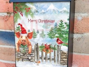 Piglet Waiting for Santa Colonial Mailbox Cover