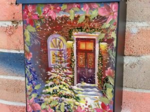 Decorated Christmas Cottage Colonial Mailbox Cover