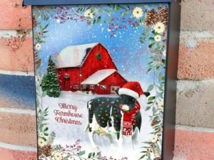 Festive Farmhouse Cow Colonial Mailbox Cover