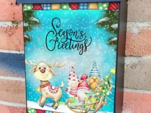 Cute Reindeer and Gnomes Colonial Mailbox Cover