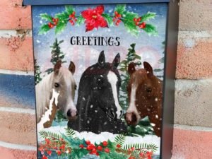 Beautiful Horses in a Snowfall Colonial Mailbox Cover