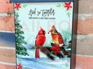 Loving Cardinal Couple Colonial Mailbox Cover