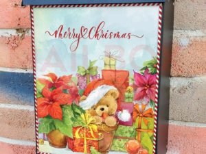 Cute Christmas Teddy Bear and Gifts Colonial Mailbox Cover