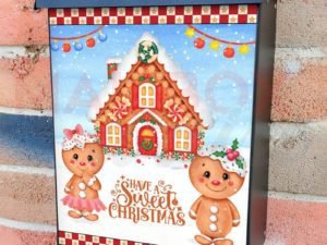 Sweet Christmas Gingerbread Couple Colonial Mailbox Cover
