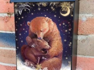 Christmas Mama and Baby Bear Colonial Mailbox Cover