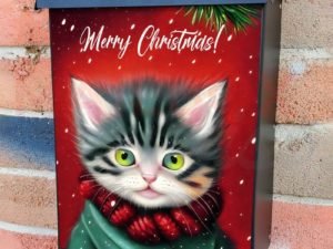 Cute Christmas Kitten Colonial Mailbox Cover