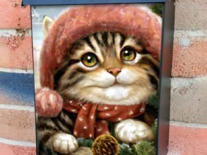 Cute Christmas Kitten in Hat #2 Colonial Mailbox Cover
