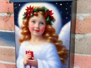 Beautiful Christmas Angel #3 Colonial Mailbox Cover