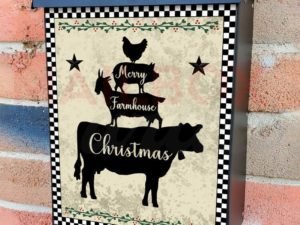 Stacked Christmas Farmhouse Animals Colonial Mailbox Cover