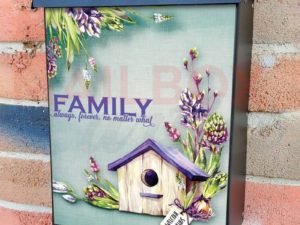 Birdhouse with Flowers Colonial Mailbox Cover